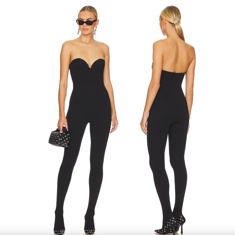 NEW Wolford x Sergio Rossi Heart Shaped Baily Jumpsuit Black Catsuit 2 / 34 XS